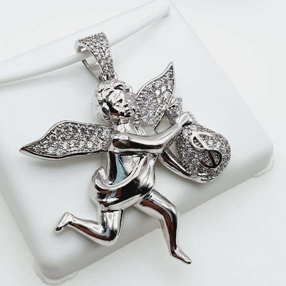 "925 Sterling Silver Plated CZ Pendant, INUS1BR295 - Picture 4 of 9